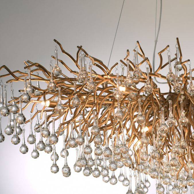 Paul Neuhaus Kronleuchter, Messing Optik, 400 Glasanhänger, elegant, Design JETZT KAUFEN