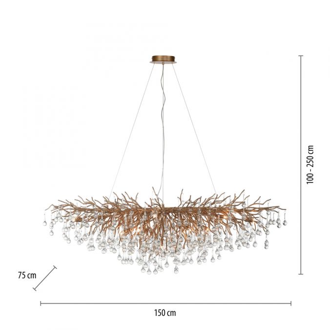 Paul Neuhaus Kronleuchter, Messing Optik, 400 Glasanhänger, elegant, Design JETZT KAUFEN