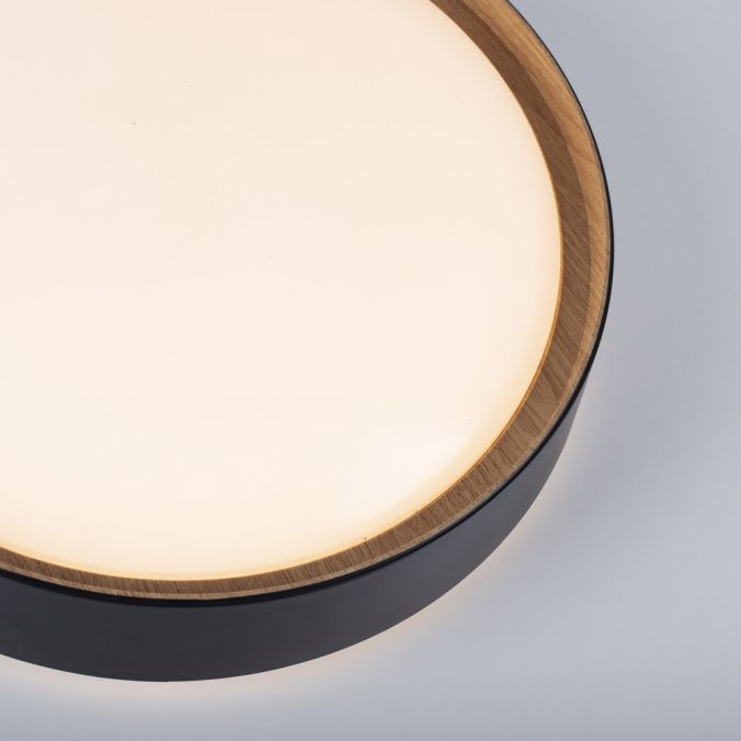 Paul Neuhaus LED Deckenleuchte, rund, schwarz, dimmbar, Holzoptik, warmweiß, Deckenlampe Letzte 2 Tage