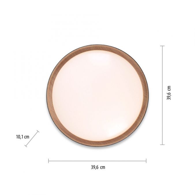 Paul Neuhaus LED Deckenleuchte, rund, schwarz, dimmbar, Holzoptik, warmweiß, Deckenlampe Letzte 2 Tage