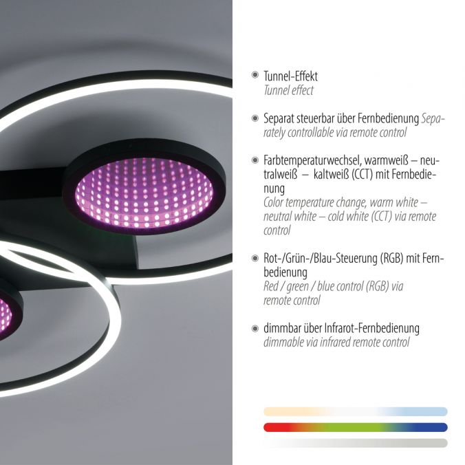 Paul Neuhaus LED Deckenleuchte schwarz Effekte RGB Rainbow CCT dimmbar Fernbedienung Letzter Tag