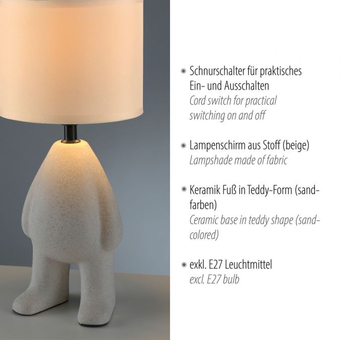 Paul Neuhaus LED Tischleuchte beige Männchen stehend Stoffschirm mit Schnurschalter Vierteljährliche Förderung