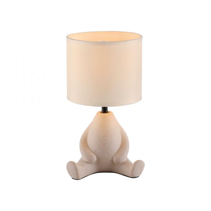 Paul Neuhaus LED Tischleuchte beige Männchen sitzend Stoffschirm mit Schnurschalter