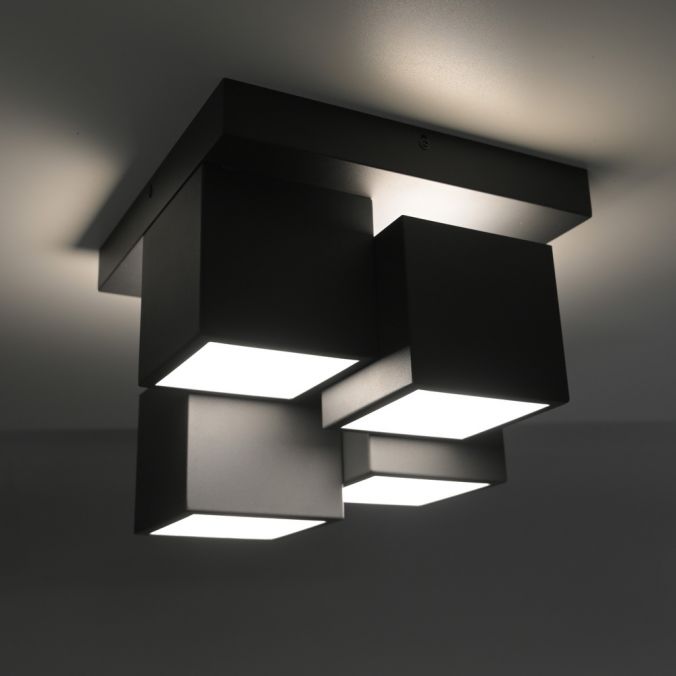 Paul Neuhaus LED Deckenleuchte schwarz Würfelform mit Backlight Wohnzimmer Discount Store für neue Produkte