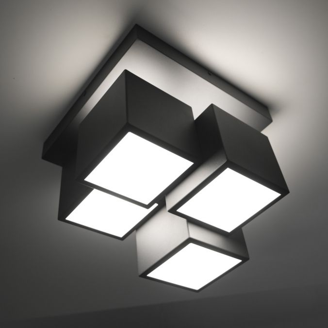 Paul Neuhaus LED Deckenleuchte schwarz Würfelform mit Backlight Wohnzimmer Discount Store für neue Produkte
