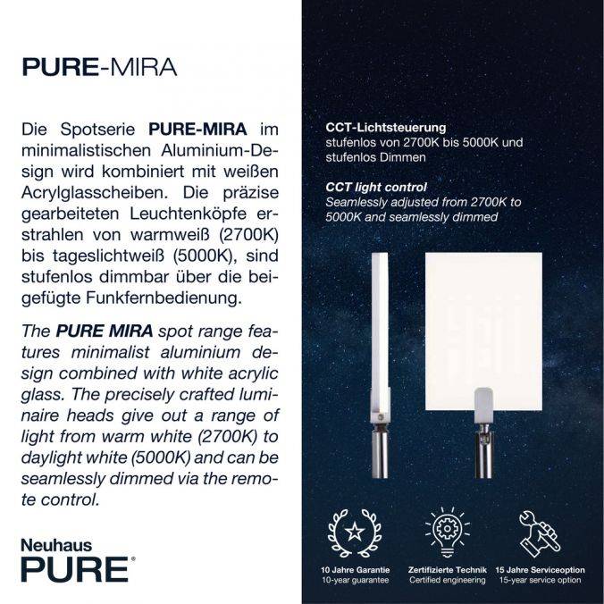 Paul Neuhaus Paul Neuhaus PURE MIRA LED Deckenleuchte aluminium 4 flammig dimmbar CCT Memory Begrenzt auf 3 Tage