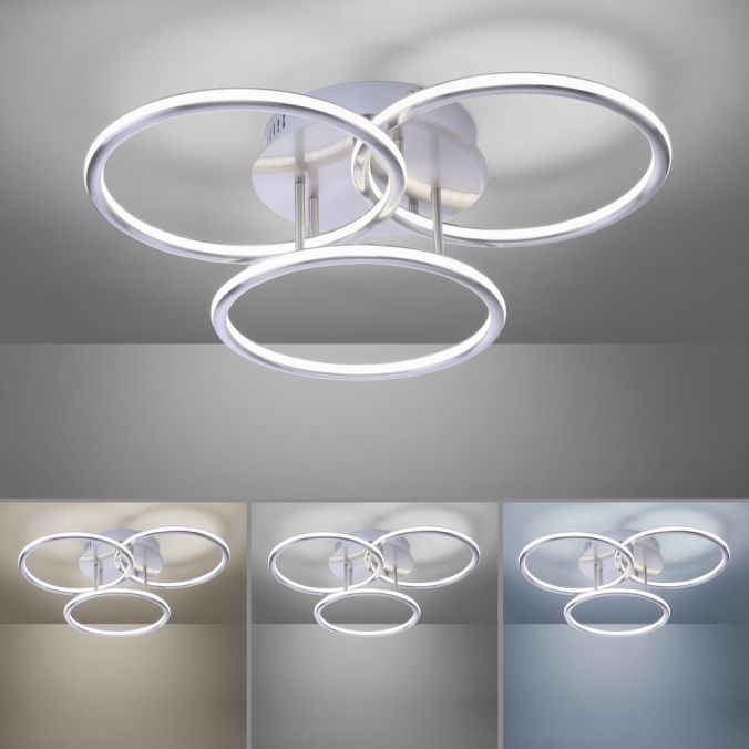Paul Neuhaus Paul Neuhaus, Q-NEVIO, LED-Deckenleuchte, 3-flg, silber, CCT, Smart Home Auslauf