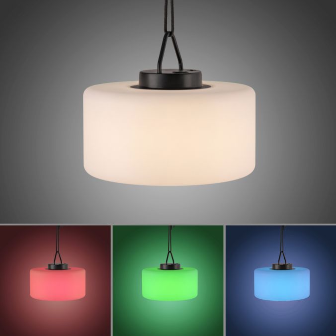 Paul Neuhaus LED-Pendelleuchte, IP44, Akkuleuchte, RGB+W, Tastschalter, inkl. USB-Kabel Fabrikverkauf