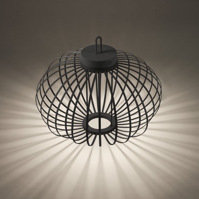 Paul Neuhaus LED Tischleuchte D=46cm schwarz Akkulampe USB IP44 dimmbar per Touch Rabatt