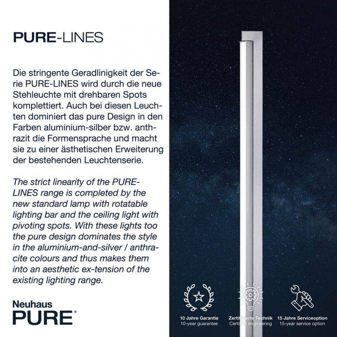 Paul Neuhaus Paul Neuhaus PURE LINES FLOOR LED Stehleuchte aluminium dimmbar drehbar Schalter Black Friday