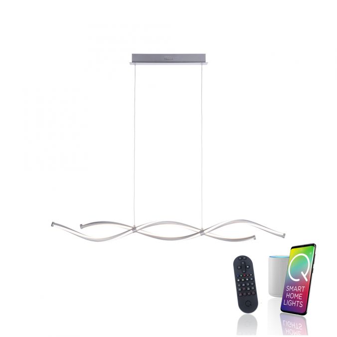Paul Neuhaus Paul Neuhaus, Q-MALINA, LED-Pendelleuchte, Wellen Design, modern, Smart Home