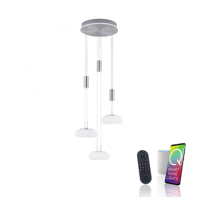 Paul Neuhaus Paul Neuhaus, Q-ETIENNE, LED Pendelleuchte stahl, Smart Home