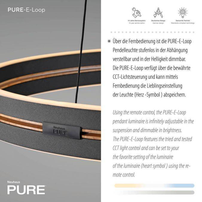 Paul Neuhaus Paul Neuhaus LED Pendelleuchte PURE E-Loop schwarz D=70cm e-LIFT Große Rabatte
