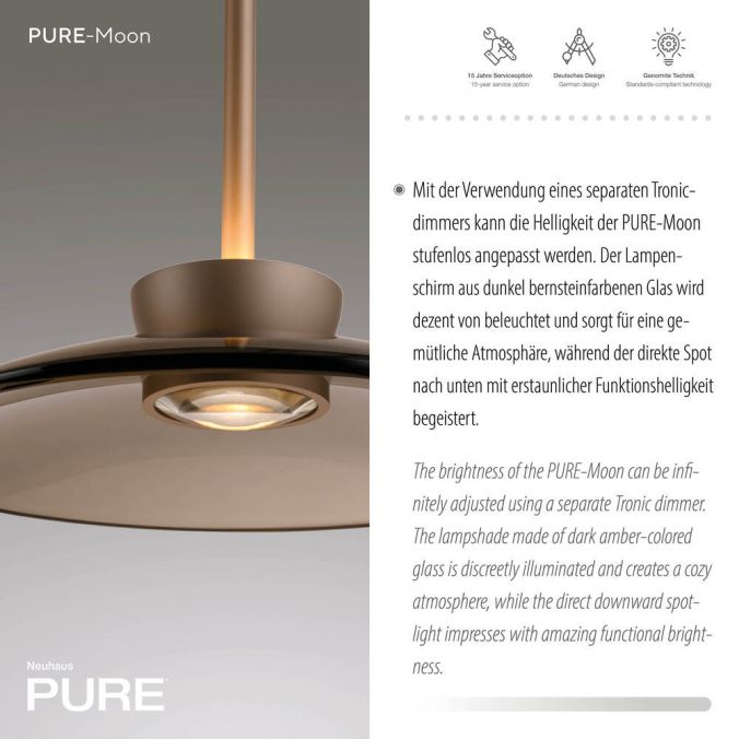 Paul Neuhaus Paul Neuhaus LED Pendelleuchte PURE Moon bronze höhenverstellbar VIP-Rabatte