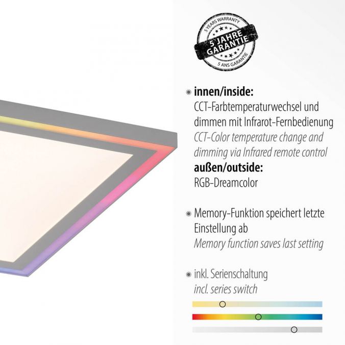 Paul Neuhaus LED Deckenleuchte 40x40 weiss flach Rainbow RGB Fernbedienung Alleskönner Super Sparpreis