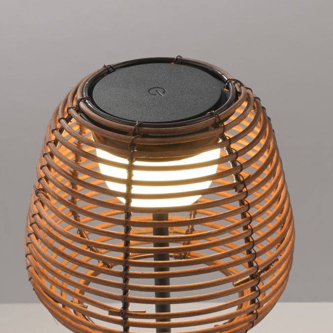 Paul Neuhaus LED Tischleuchte schwarz Rattan Schirm Akku IP54 USB Akku Tastdimmer Nur für heute
