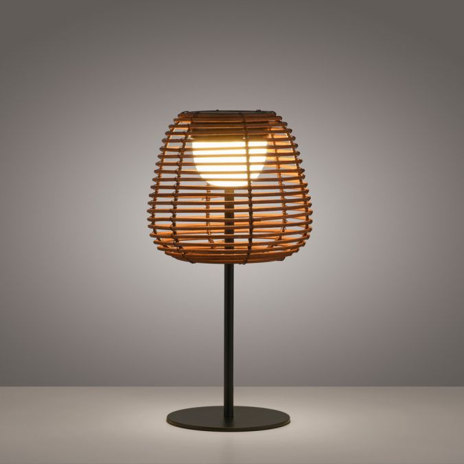 Paul Neuhaus LED Tischleuchte schwarz Rattan Schirm Akku IP54 USB Akku Tastdimmer Nur für heute
