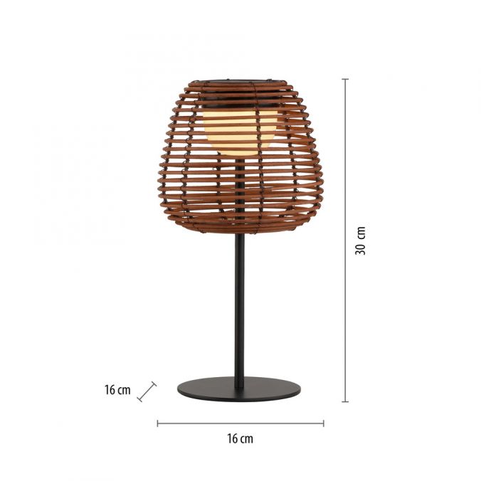 Paul Neuhaus LED Tischleuchte schwarz Rattan Schirm Akku IP54 USB Akku Tastdimmer Nur für heute