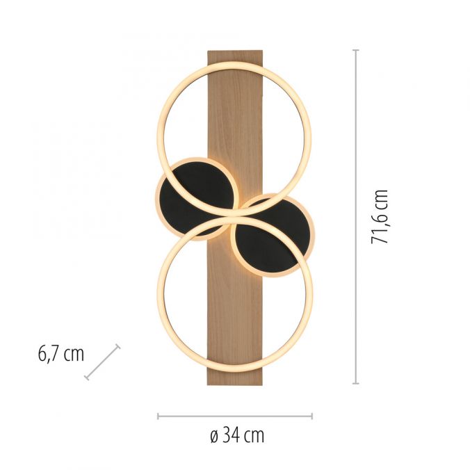 Paul Neuhaus LED Deckenleuchte schwarz mit Holz warmweiß Schlafzimmer Leuchtringe Super Rabatt