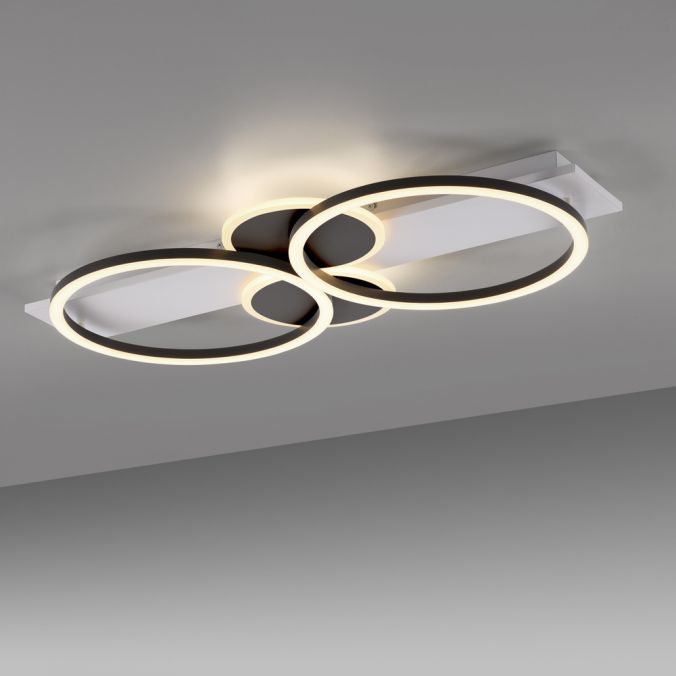 Paul Neuhaus LED Deckenleuchte weiß mit Holz warmweiß Wohnzimmer Leuchtringe Riesige Rabatte
