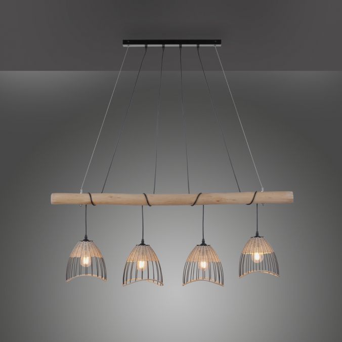 Paul Neuhaus Pendelleuchte, rustikales Design, Vintage Look, Holz, Metall, E27 Fassung Online