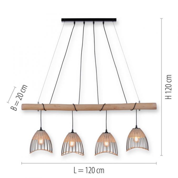 Paul Neuhaus Pendelleuchte, rustikales Design, Vintage Look, Holz, Metall, E27 Fassung Online