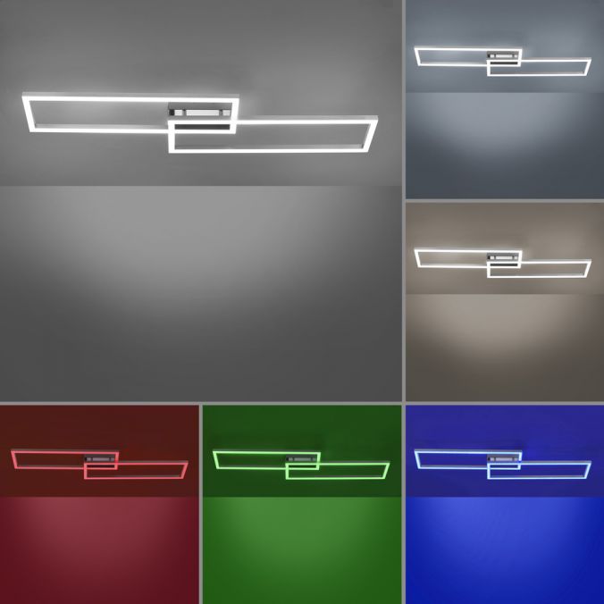 Paul Neuhaus LED Deckenleuchte stahlfarben und quadratisch, im Geometric Look Smart Home fähig Rabatt