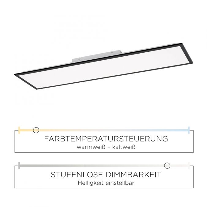 Paul Neuhaus LED Panel, Rahmen schwarz, rechteckig, CCT, Fernbedienung, dimmbar, modern Cyber Monday