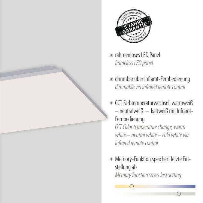 Paul Neuhaus LED Panel, weiß, rahmenlos, dimmbar, CCT Lichtfarbsteuerung, quadratisch Muttertagsangebot