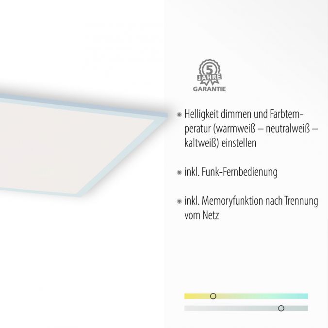Paul Neuhaus LED-Panel, weiß, 62x62cm, CCT-Steuerung, dimmbar, flach, Deckenleuchte Vatertagsangebot