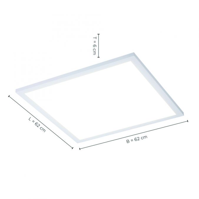 Paul Neuhaus LED-Panel, weiß, 62x62cm, CCT-Steuerung, dimmbar, flach, Deckenleuchte Vatertagsangebot