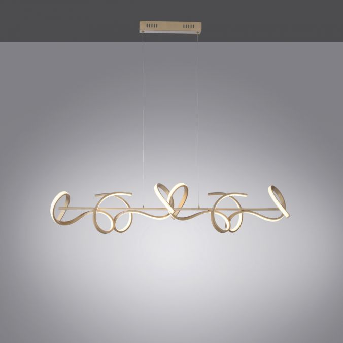 Paul Neuhaus LED-Pendelleuchte in messing-matt mit 4 geschwungenen Leuchtarmen mit Dimmfunktion strahlt warmweiß Jubiläumsangebot
