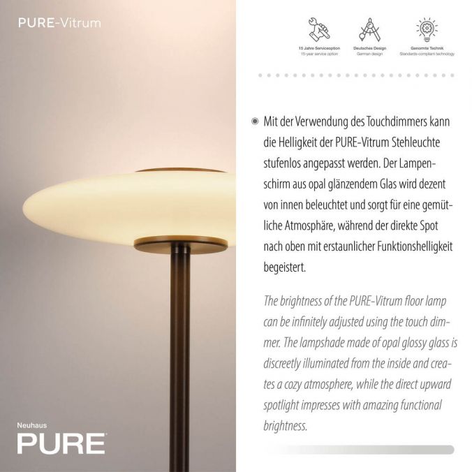 Paul Neuhaus Paul Neuhaus LED Stehleuchte PURE Vitrum dark-metal-brown Rauchglas JETZT KAUFEN
