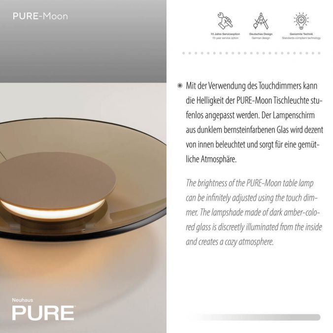 Paul Neuhaus Paul Neuhaus LED Tischleuchte Pure Moon bronze Amberfarben Touchdimmer Letzte 2 Tage