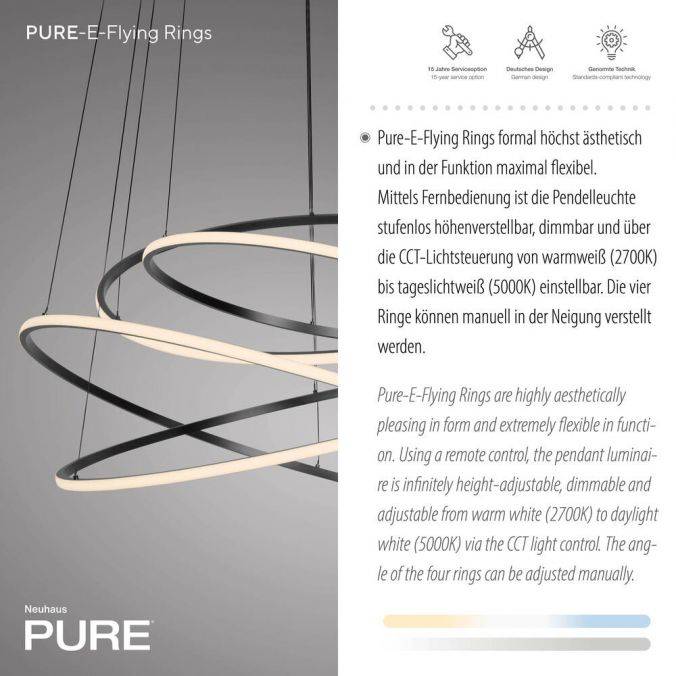 Paul Neuhaus Paul Neuhaus LED Pendelleuchte PURE E-Flying Rings grau e-LIFT elektrisch Nur für heute
