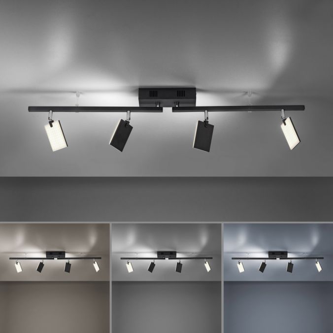 Paul Neuhaus Paul Neuhaus PURE MIRA LED Deckenleuchte schwarz 4 flammig dimmbar CCT Memory Discount Store für neue Produkte