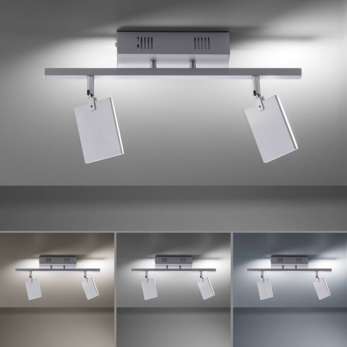 Paul Neuhaus Paul Neuhaus PURE MIRA Deckenleuchte aluminium 2 flammig dimmbar CCT Memory Nur noch ein Tag übrig