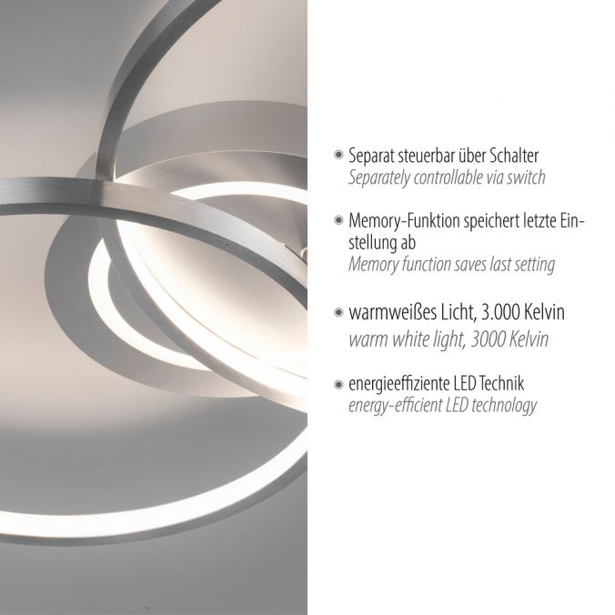 Paul Neuhaus LED Deckenleuchte aluminium drehbar rund Lichtring getrennt schaltbar Riesige Rabatte