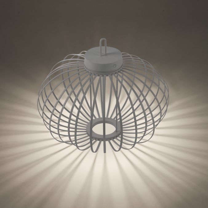 Paul Neuhaus LED Tischleuchte D=46cm greige Akkulampe USB IP44 dimmbar per Touch zollfrei