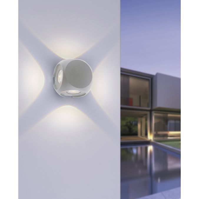 Paul Neuhaus LED-Wandleuchte, silber, Würfelform, IP54, modern, Cube, 4 flammig Online