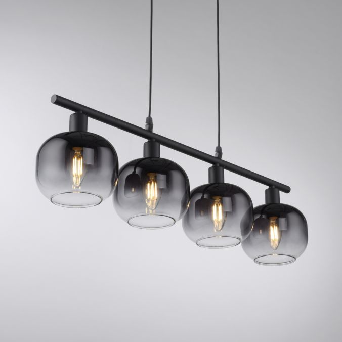 Paul Neuhaus LED Pendelleuchte 4 flammig schwarz Rauchglas modern Wohnlampe Schlussverkauf