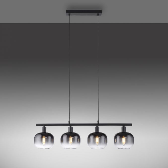 Paul Neuhaus LED Pendelleuchte 4 flammig schwarz Rauchglas modern Wohnlampe Schlussverkauf