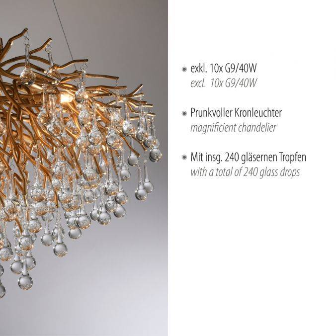 Paul Neuhaus Kronleuchter, altmessing Optik, G9-Fassung, 240 Glasprismen, IP20 Meist gekauft