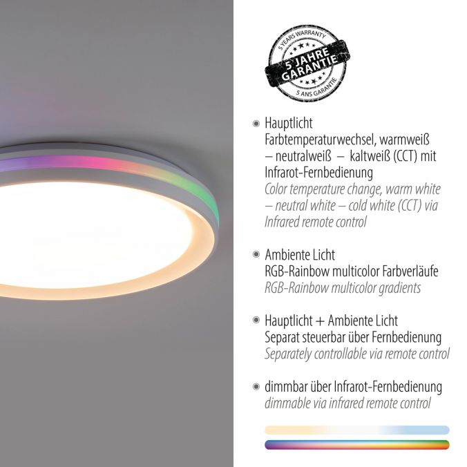 Paul Neuhaus LED Deckenleuchte flach 40x40cm rund weiß dimmbar Farbspiel CCT LED Panel Fabrik Onlineshop