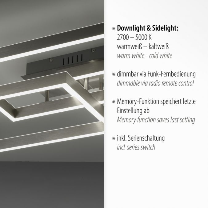 Paul Neuhaus LED Deckenleuchte silberfarbig 82x50cm dimmbar CCT Memoryfunktion Sonderangebot