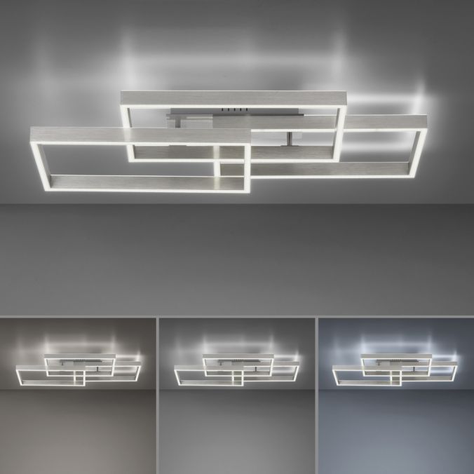 Paul Neuhaus LED Deckenleuchte silberfarbig 82x50cm dimmbar CCT Memoryfunktion Sonderangebot