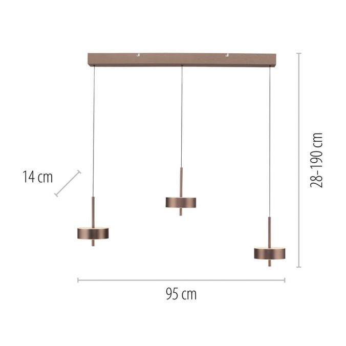 Paul Neuhaus Pendelleuchte Q-ROTATE 3 flammig dunkel metall braun höhenverstellbar Rabatt