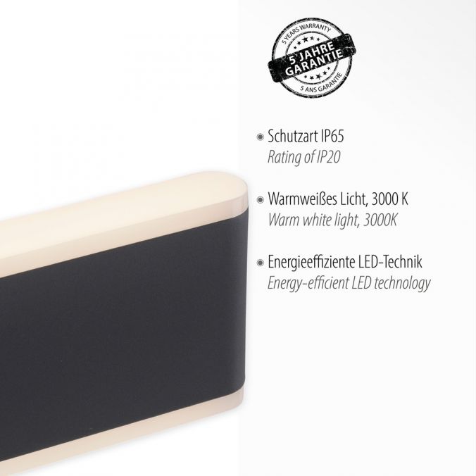 Paul Neuhaus LED Wandleuchte, Außenwandleuchte, IP65, ELSA, anthrazit Flash Sale