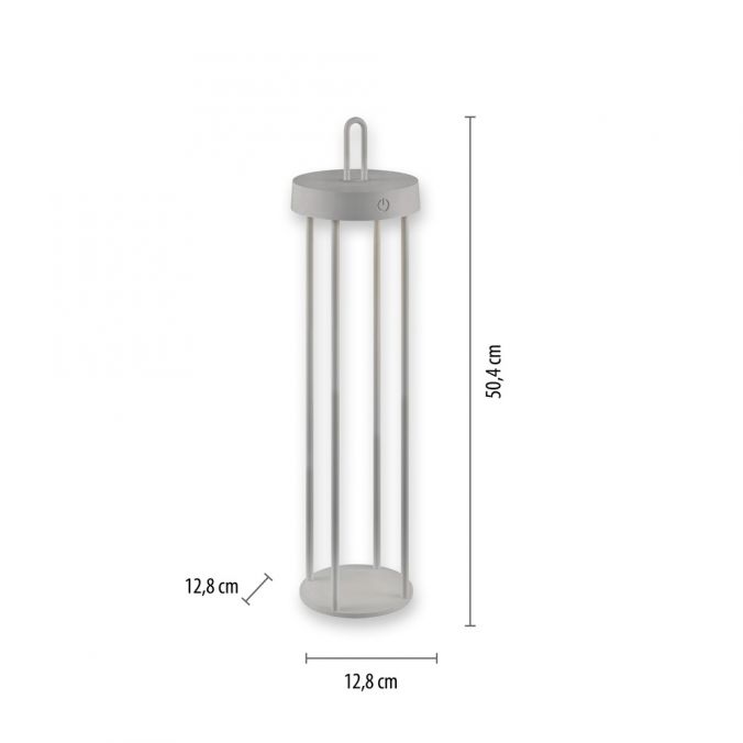 Paul Neuhaus LED Akkulampe Tischleuchte greige 50cm Touchdimmer IP44 Gartenleuchte Saisonschlussverkauf
