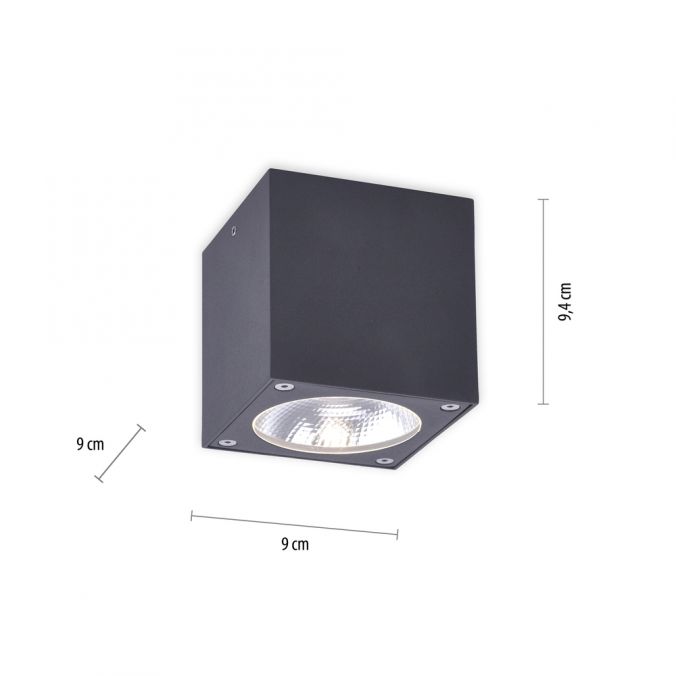 Paul Neuhaus LED-Außenaufbaustrahler, anthrazit, Cube, spritzwassergeschützt, Black Friday